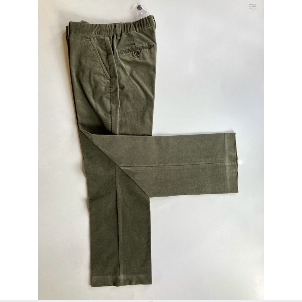NWT Green Corduroy Trouser Curvy Fit High Waist Wide Leg Stretch 12P TravelSmith